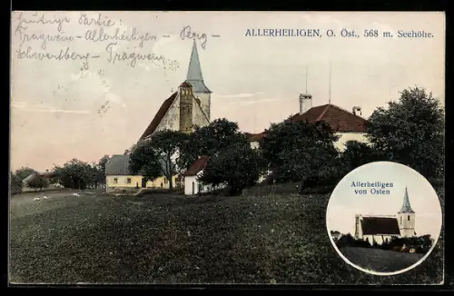 AK Allerheiligen, Ortspartie mit Kirche