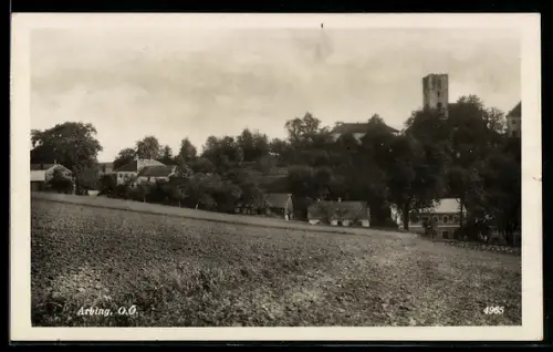 AK Arbing, Blick von der Bergwiese auf den Ort