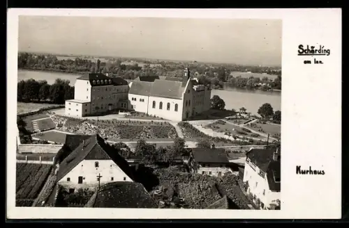 AK Schärding / Inn, Gebäudeansicht mit Uferpartie am Inn