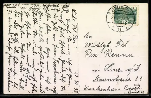 AK Schärding / Inn, Gebäudeansicht mit Uferpartie am Inn