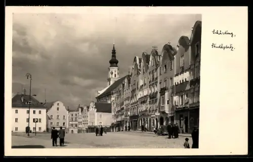 AK Schärding, Stadtplatz mit Kirche