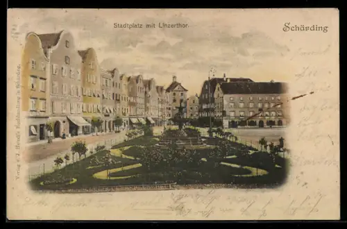 AK Schärding, Stadtplatz mit Linzer Tor