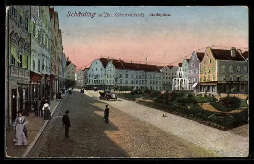 AK Schärding am Inn, Partie am Stadtplatz