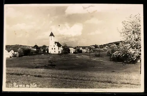 AK St. Roman /O. Ö., Panorama mit Kirche