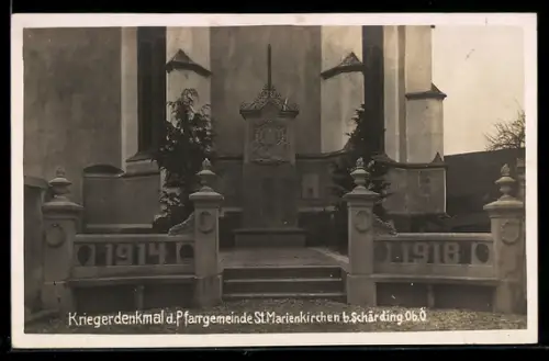AK St. Marienkirchen b. Schärding, Kriegerdenkmal von St. Marienkirchen