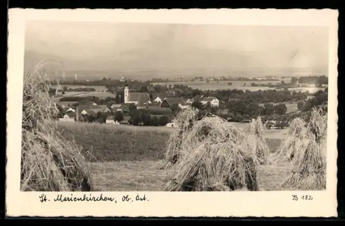 AK St. Marienkirchen /Ob. Öst., Panorama mit Kirche