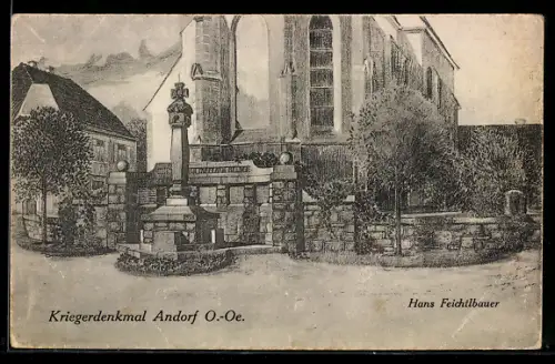 AK Andorf /Ob. Öst., Das Kriegerdenkmal