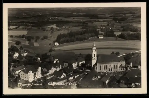 AK Schardenberg /O. Ö., Fliegeraufnahme der Kirche