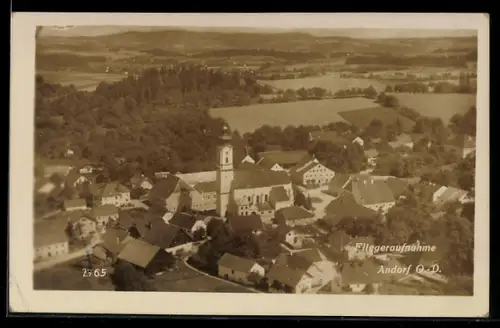 AK Andorf /O.-D., Fliegeraufnahme mit Kirche