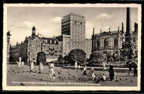 AK Leipzig, Blick nach dem Europahaus am Augustusplatz mit Chlorodont Reklame