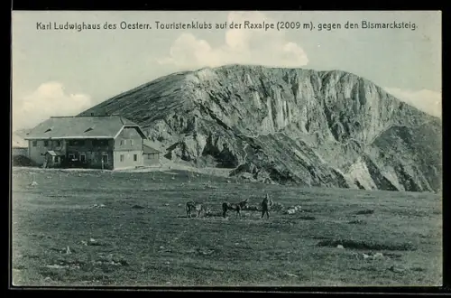 AK Karl Ludwig-Haus auf der Raxalpe gegen den Bismarcksteig
