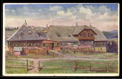 Künstler-AK Stubalpen-Schutzhaus Gaberl in Steiermark