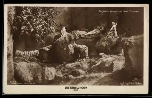 AK Die Nibelungen 1. Teil, Siegfrieds Kampf mit dem Drachen