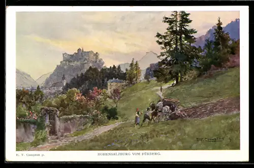 Künstler-AK Edward Theodore Compton: Hohensalzburg, vom Fürberg