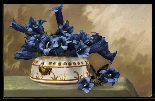 AK Photochromie NR. 736: Blumenvase mit Enzian