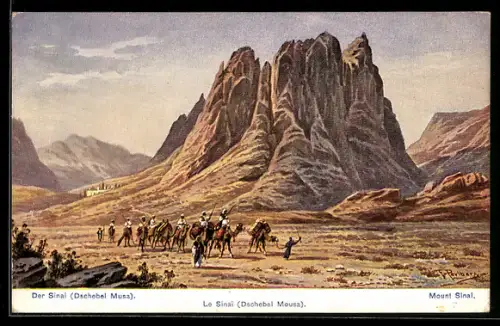 Künstler-AK Friedrich Perlberg: der Sinai (Dschebel Musa)