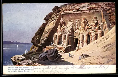 Künstler-AK Friedrich Perlberg: Tempel bei Abu Simbel