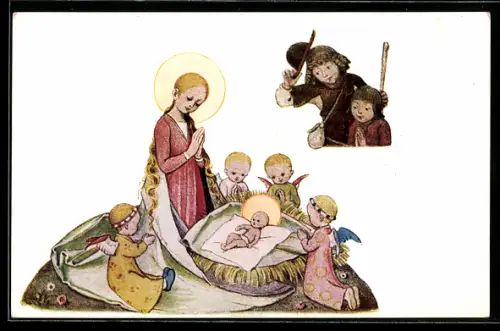 Künstler-AK Josef Bachlehner: Bildermappe: Nr.30. Anbetung des Christkindes
