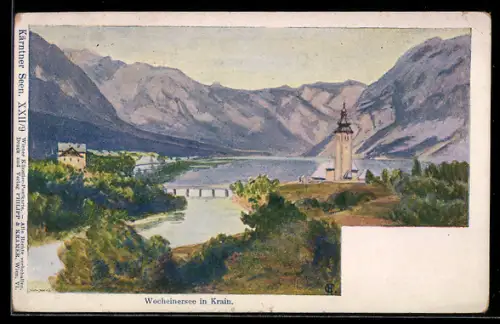 Künstler-AK Philipp + Kramer Nr. XXII /9: Woheimersee in Krain