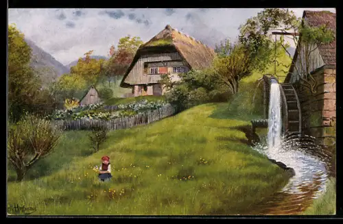 Künstler-AK Heinrich Hoffmann: Im Mühlengrund