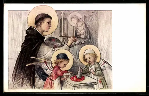 Künstler-AK Josef Bachlechner: Fra Angelico da Fiesole, Engelchen als Helfer