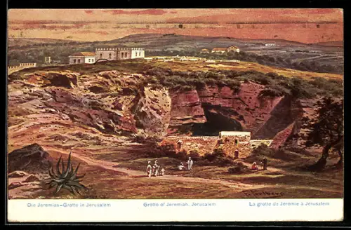 Künstler-AK Friedrich Perlberg: Jerusalem, la grotte de Jérémie