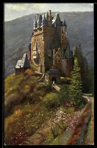 Künstler-AK Heinrich Hoffmann: Burg Eltz im Frühling