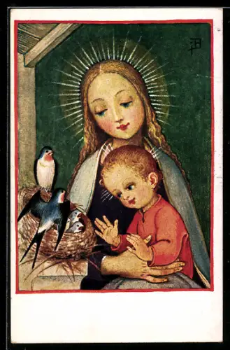 Künstler-AK Josef Bachlehner: Maria am Nesterl