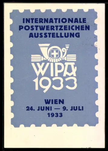 AK Wien, Internationale Postwertzeichen-Ausstellung 1933, Grauer Hintergrund