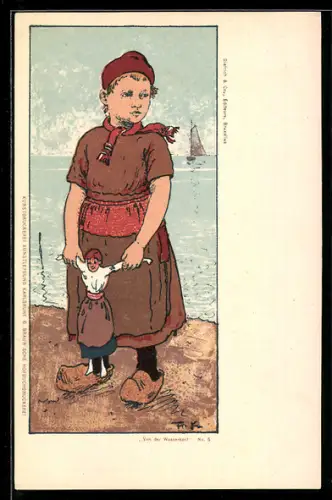 Künstler-AK Friedrich Kallmorgen: Kind mit Puppe