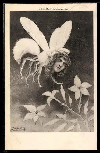 Künstler-AK Insectes couronnés, Karikatur von Königin Wilhelmina von den Niederlanden als Wespe