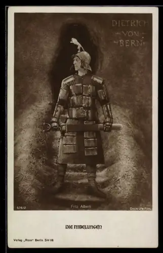 AK Die Nibelungen, Dietrich von Bern in Rüstung mit Schwert in den Händen