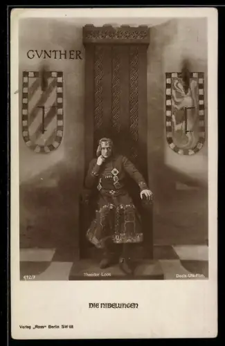 AK Filmszene Die Nibelungen, I. Teil, Theodor Loos als Gunther