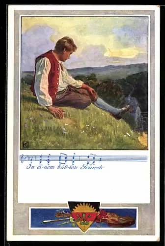 Künstler-AK Karl Friedrich Gsur: Deutscher Schulverein Nr. 371, In einem kühlen Grunde