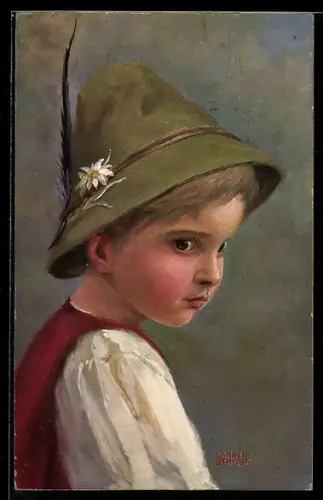 Künstler-AK Theo Stroefer Serie Nr. 1465: Kleiner Junge in Tracht im Porträt