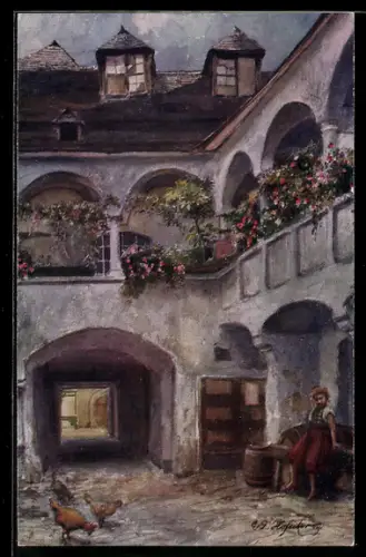 Künstler-AK E.F. Hofecker: Krems /Wachau, Löwenhof
