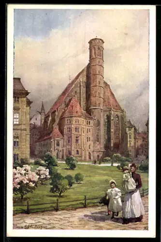 Künstler-AK Hans Götzinger: Wien, Ansicht einer Kirche