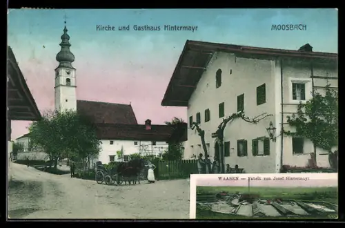 AK Moosbach, Kirche und Gasthaus Hintermayr
