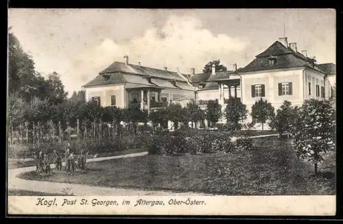 AK St. Georgen im Attergau, Schloss Kogl mit Gartenanlagen