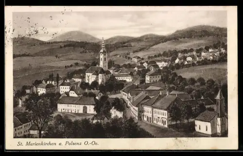 AK St. Marienkirchen a. Polsenz, Panorama mit Kirche