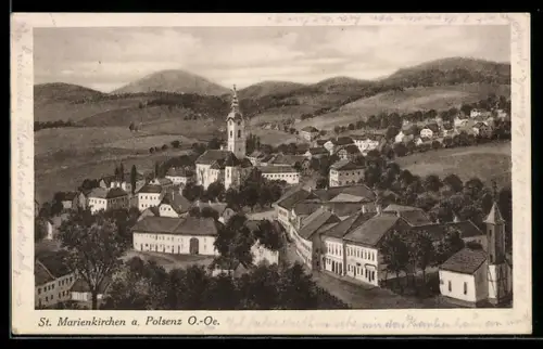 AK St. Marienkirchen a. Polsenz, Panorama mit Kirche und Ortsansicht