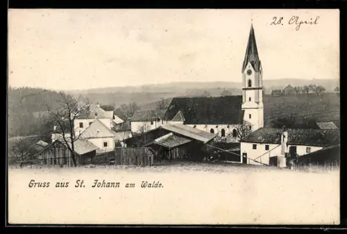 AK St. Johann am Walde, Dorfansicht mit Kirche