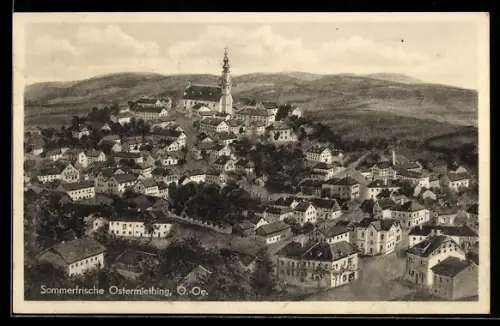 AK Ostermiething /Ob. Öst., Panorama mit Kirche