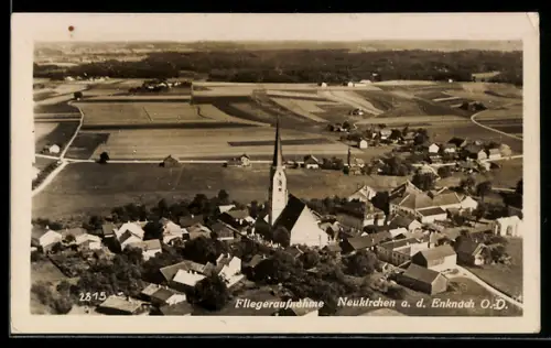 AK Neukirchen a. d. Enknach, Fliegeraufnahme mit Kirche