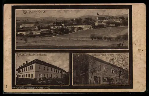 AK Katsdorf /O.Ö., Panorama mit Kirche, Rekonvaleszentenheim, Handlung J. Hummer