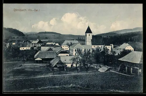 AK Dimbach /Ob. Öst., Panorama mit Kirche