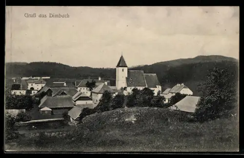 AK Dimbach, Dorfansicht mit Kirche