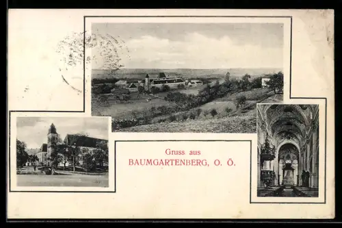 AK Baumgartenberg /O. Ö., Panorama mit Kirche, Kircheninneres