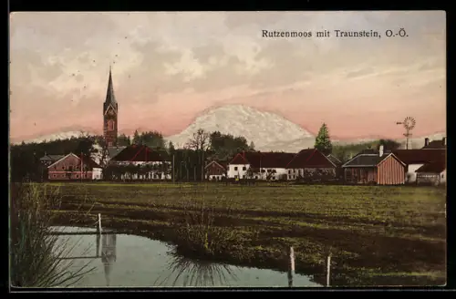 AK Regau /O.-Ö., Rutzenmoos mit Traunstein