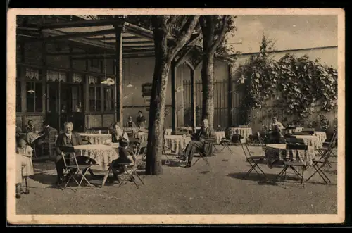 AK Aigen /O.-Ö., Gasthof Almesberger, Sommergarten